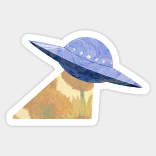 starry night space ship Sticker